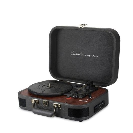 Tocadiscos Prixton VC600 10W RMS Bluetooth Tracción Correa USB Radio FM Vintage Maleta