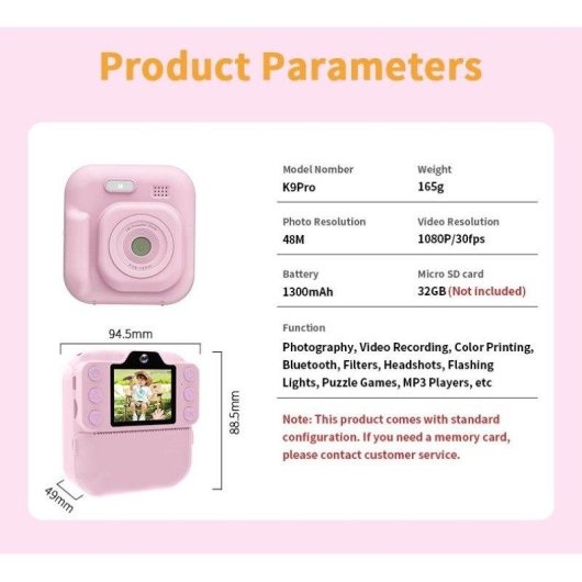Cámara Compacta Blossom K9PRO-32G 48MP Doble Lente Bluetooth Morado