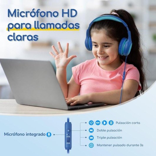 Cuffie Bambini Fargo con Microfono, Cavo Jack 3,5 mm, Volume Limitato 85/94 dB
