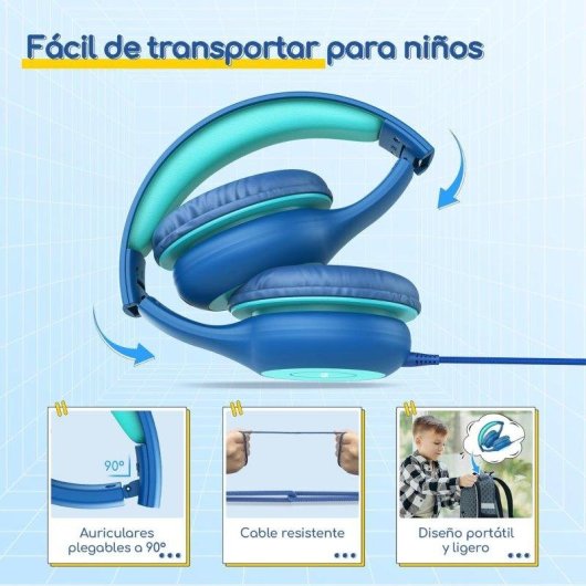 Cuffie Bambini Fargo con Microfono, Cavo Jack 3,5 mm, Volume Limitato 85/94 dB