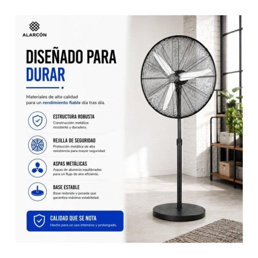 Ventilador de Pie Industrial Bilake Alarcon 120W 3 Velocidades Oscilante Cabezal Orientable