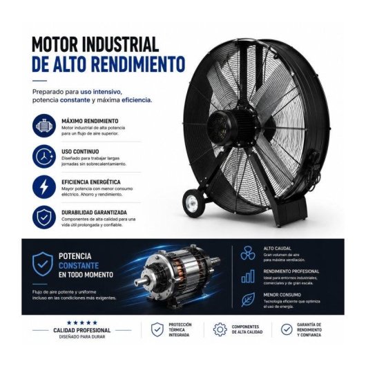Ventilador Industrial de Suelo Bilake Maximum 1000W 112cm Motor Alta Resistencia Seguridad Metálica