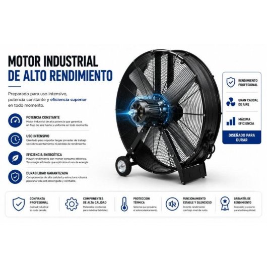 Ventilador Industrial de Suelo Bilake Maximum 1000W 112cm Motor Alta Resistencia Seguridad Metálica