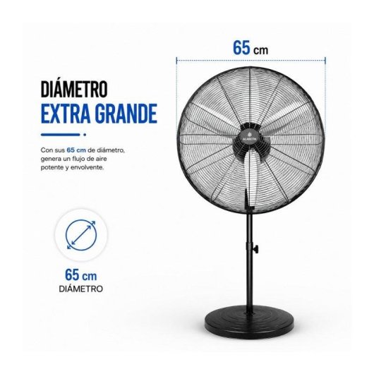 Ventilador de Pie Industrial Bilake Alarcon 180W 3 Velocidades Oscilante Cabezal Orientable