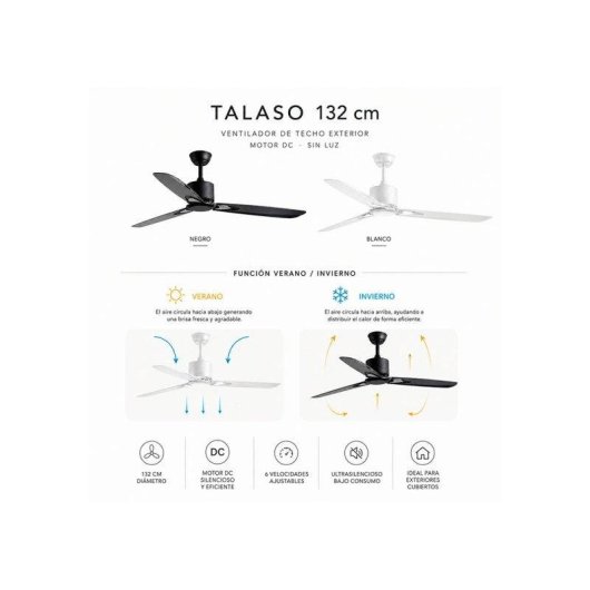 Ventilador de Techo Exterior Bilake Talaso Motor DC 132 cm 6 Velocidades Ultrasilencioso