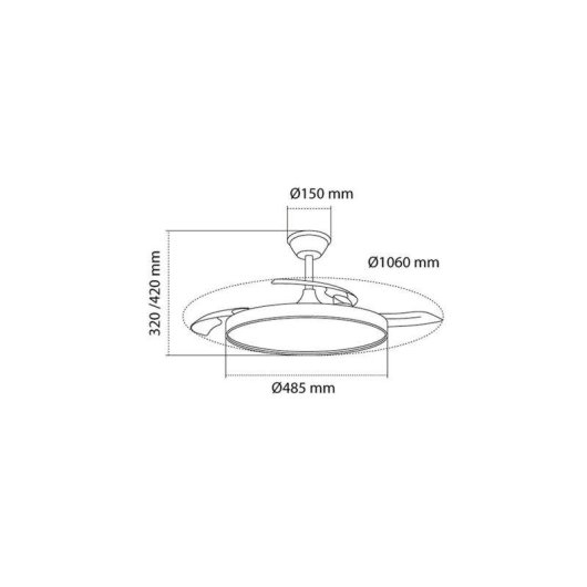 Ventilador de Techo con Luz Bilake 45W Aspas Retráctiles Ultra Silencioso con Mando