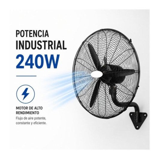 Ventilador Industrial de Pared Bilake Borrasca 240W 71cm Oscilante Cabezal Orientable