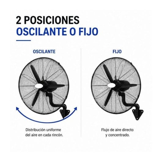 Ventilador Industrial de Pared Bilake Borrasca 240W 71cm Oscilante Cabezal Orientable