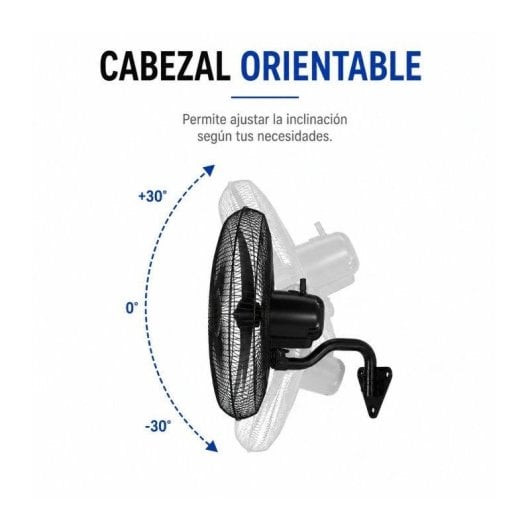 Ventilador Industrial de Pared Bilake Borrasca 240W 71cm Oscilante Cabezal Orientable