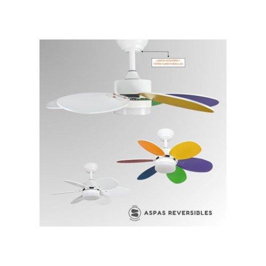 Ventilador de Techo con Luz Bilake Kids WiFi Aspas Reversibles Silencioso Control Inteligente LED