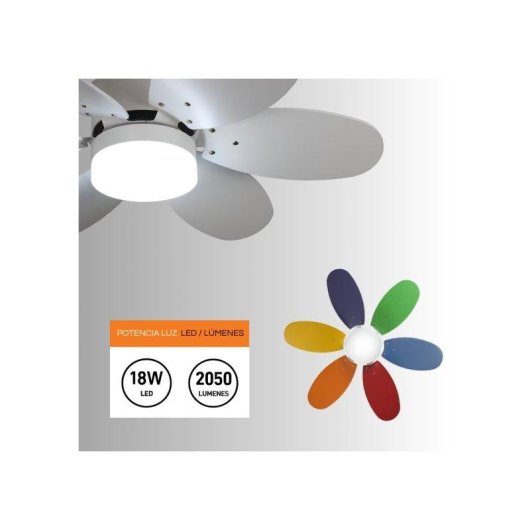 Ventilador de Techo con Luz Bilake Kids WiFi Aspas Reversibles Silencioso Control Inteligente LED
