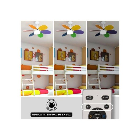 Ventilador de Techo con Luz Bilake Kids WiFi Aspas Reversibles Silencioso Control Inteligente LED