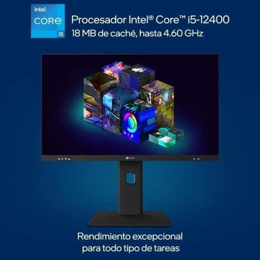 Alurin Flow AIO i5-12400 /16GB/500GB/24" Windows Home, Altura regulable + Owlotech MK500 Combo