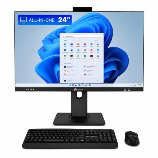 All-in-One Alurin Flow AIO Intel Core i5-12400 16GB 1TB SSD UHD 730 24" Windows 11 Home Altura Ajustável + Owlotech MK500 Combo