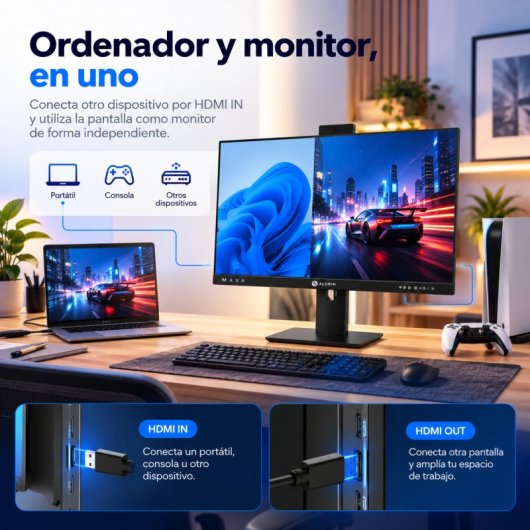 All-in-One Alurin Flow AIO Intel Core i5-12400 16GB 1TB SSD UHD 730 27" Windows 11 Home Regolabile in altezza + Owlotech MK500 Combo