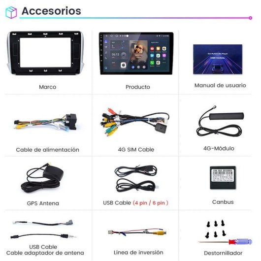 Autoradio JUNSUN Peugeot 208/2008 6+128 GB Android 15