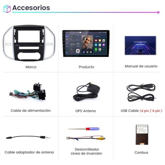 Autoradio JUNSUN Mercedes Vito W447 2+64 GB Android 15 CarPlay