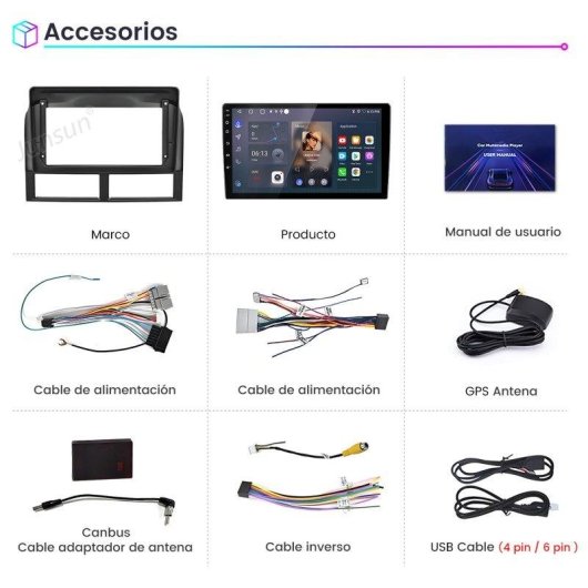 Autoradio Junsun 9 pollici 2+64 GB Android 15 CarPlay GPS Jeep Grand Cherokee