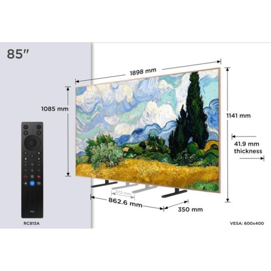 TV TCL QD Mini LED 85A400 Pro 85" 4K UltraHD 144Hz Smart TV Google TV Dolby Vision