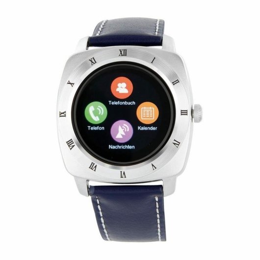 Xlyne NARA XW Pro Bluetooth 1,22" Argent Boîtier 45mm Bracelet Navy M Cardiofréquencemètre
