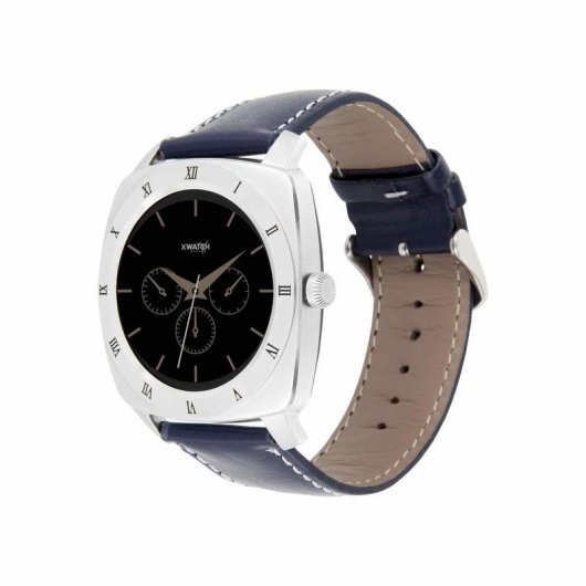 Xlyne NARA XW Pro Bluetooth 1,22" Argent Boîtier 45mm Bracelet Navy M Cardiofréquencemètre
