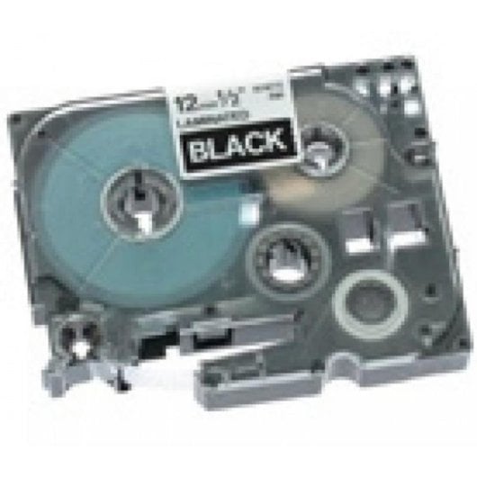 Fita Brother TZ Laminada Brilhante 12 mm Branco/Preto 8 m