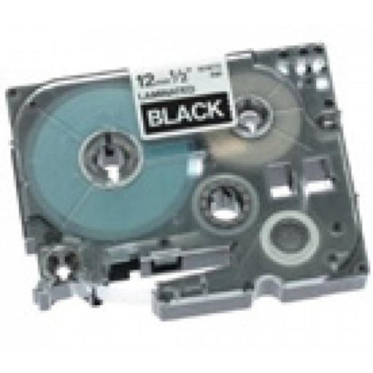 Fita Brother TZ Laminada Brilhante 12 mm Branco/Preto 8 m