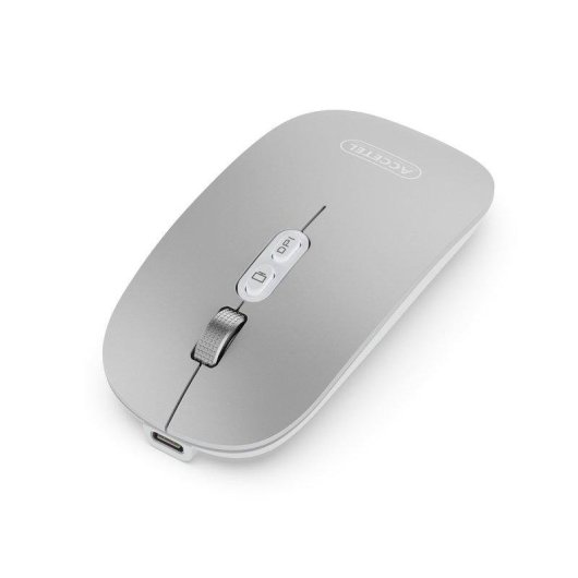 Ratón Accetel PCM218S Bluetooth 5.2 2.4GHz 1600 DPI RGB Argento