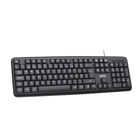 Clavier Accetel PCT208 USB noir portugais ergonomique et fiable