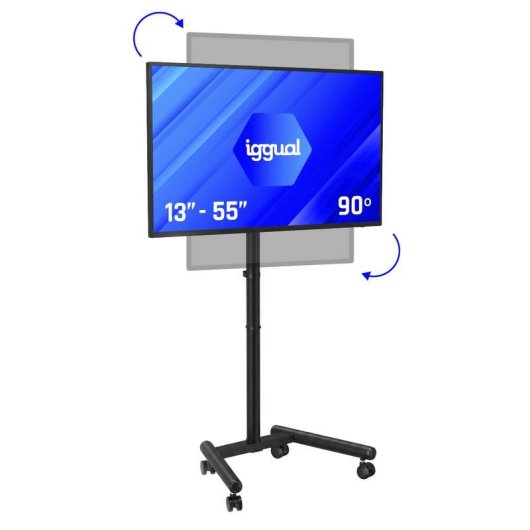 IGGUAL SRTV55 Suporte TV chão com rodas 13 a 55" VESA 75x75 a 200x200 Máx 20Kg