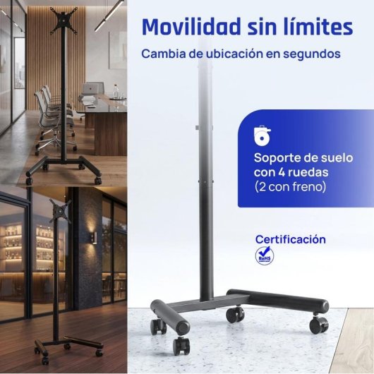 IGGUAL SRTV55 Suporte TV chão com rodas 13 a 55" VESA 75x75 a 200x200 Máx 20Kg