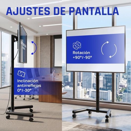 IGGUAL SRTV55 Suporte TV chão com rodas 13 a 55" VESA 75x75 a 200x200 Máx 20Kg