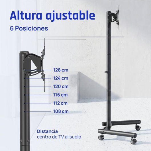 IGGUAL SRTV55 Suporte TV chão com rodas 13 a 55" VESA 75x75 a 200x200 Máx 20Kg