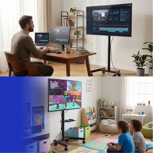 IGGUAL SRTV55 Suporte TV chão com rodas 13 a 55" VESA 75x75 a 200x200 Máx 20Kg
