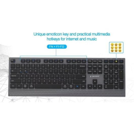 Clavier Gembird KBS-WPS-02 sans fil noir US QWERTY avec souris