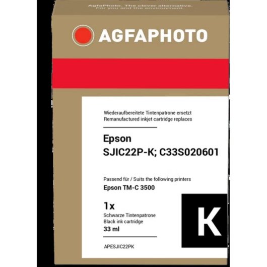 Cartucho de tinta compatible AGFAPHOTO negro 33 ml Epson ColorWorks C3500