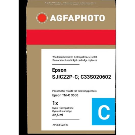 Cartucho de tinta AGFAPHOTO compatible Cyan 32,5 ml para Epson ColorWorks C3500