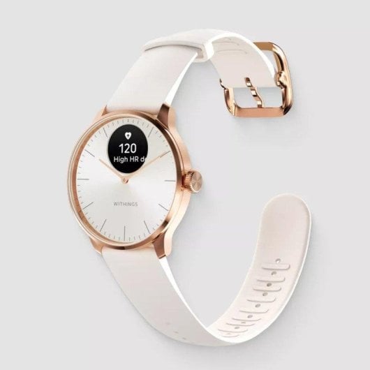 Withings Scanwatch Light Bluetooth 37mm Gehäuse Gold Weißes Armband Herzfrequenzmesser