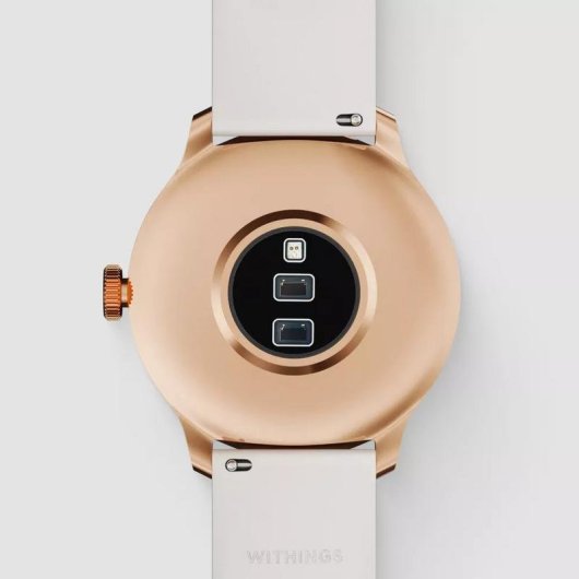 Withings Scanwatch Light Bluetooth 37mm Gehäuse Gold Weißes Armband Herzfrequenzmesser