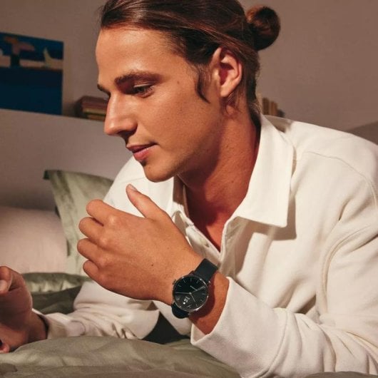 Withings Scanwatch Light Bluetooth 37mm Gold Fluoroelastomer Armband Schwarz Herzfrequenzmesser