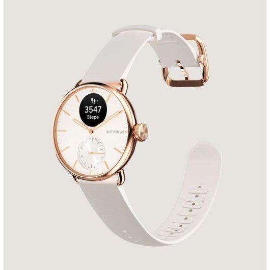 Withings Scanwatch 2 Bluetooth GPS 38mm Ouro Rosa Bracelete Areia Cardio SpO2 Resistente 5ATM