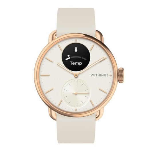 Withings Scanwatch 2 Bluetooth GPS 38mm Ouro Rosa Bracelete Areia Cardio SpO2 Resistente 5ATM