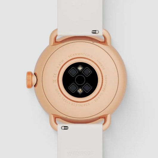 Withings Scanwatch 2 Bluetooth GPS 38mm Ouro Rosa Bracelete Areia Cardio SpO2 Resistente 5ATM