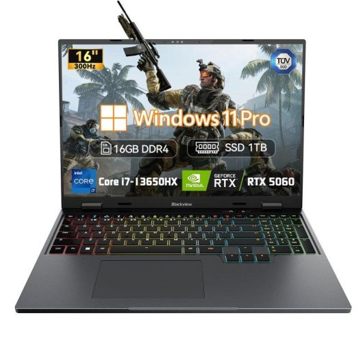 Portatile Blackview GamiBook 16 16" Intel Core i7-13650HX 16GB 1TB SSD RTX 5060 Windows 11 Pro