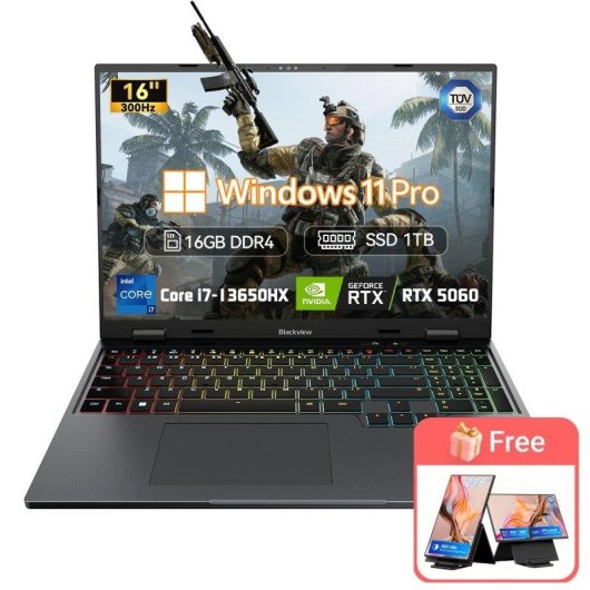 Laptop Blackview GamiBook 16 16" Intel Core i7-13650HX 16GB RTX 5060 1TB SSD Windows 11 Pro Aluminiumgehäuse