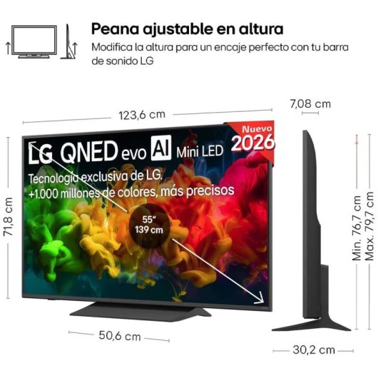 TV LG QNED MiniLED 55QNED8EB3B 55" 4K UltraHD 60Hz Smart TV WebOS HDR10 AI Sound Pro
