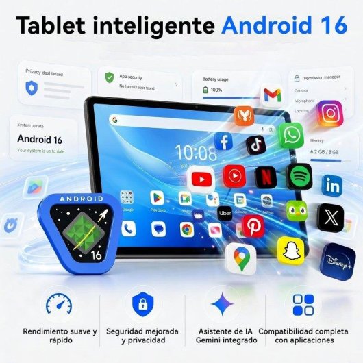 Tablet ExcitPower T70 WiFi 11" 8GB 256GB Blau con Teclado y Stylus Pen