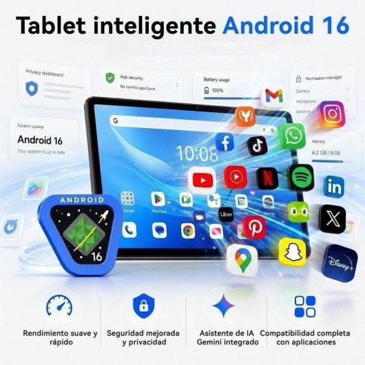 Tablet ExcitPower T70 WiFi 11" 8GB 256GB Azul con Teclado y Stylus Pen