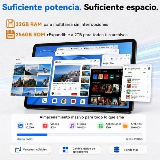Tablet ExcitPower T70 WiFi 11" 8GB 256GB Azul con Teclado y Stylus Pen