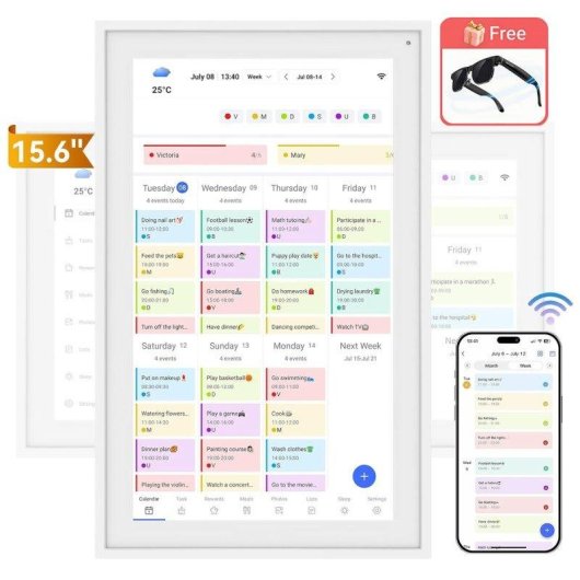 Intelligenter digitaler Kalender TABWEE P15 15,6 Zoll Wi-Fi Touch Bluetooth